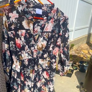 Serenity Maternity blouse, sheer, size large, black floral